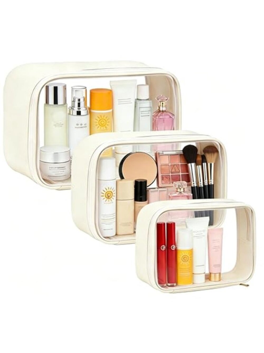 Travel Clear Makeup Bag Set for Women 3 Pack Travel Size Toiletry Bag